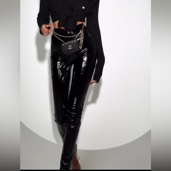 NWT Perfect Control Temperature Patent Leather Legging in Black NonnaCollection - Picture 2 of 16